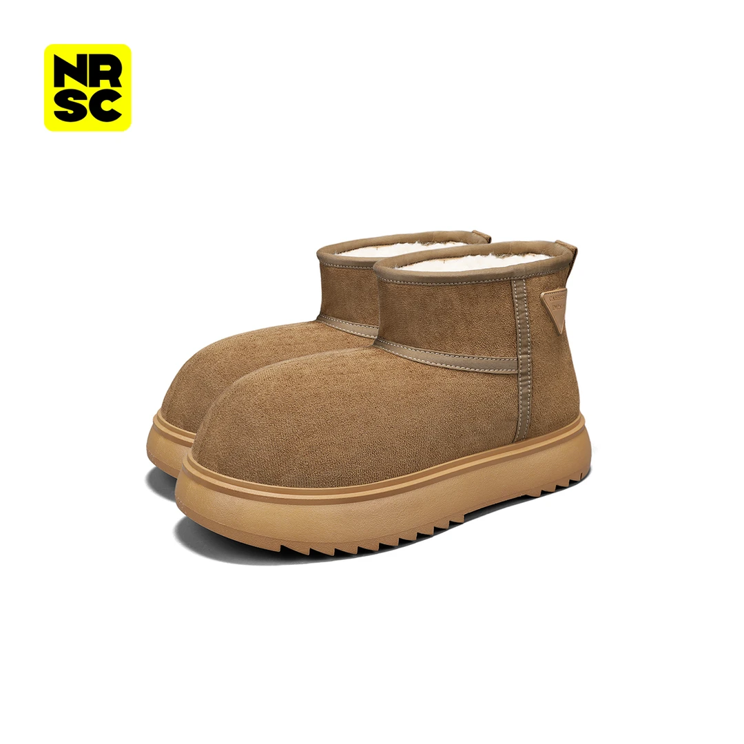 NewRockStarChoppa 卡皮巴拉小奶包圆头厚底防滑雪地靴男加绒棉鞋