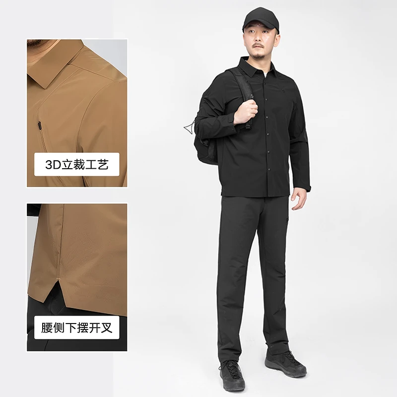 ★【融合搭配】夏季新款都市机能男士装饰袖带长袖衬衫内外两穿 GT39