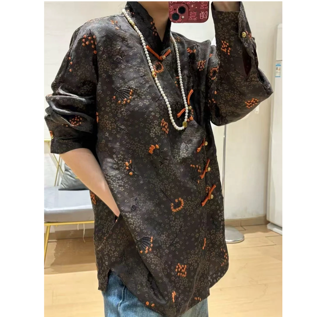 山.尔【暮云】新中式重工刺绣提花桑蚕丝上衣
