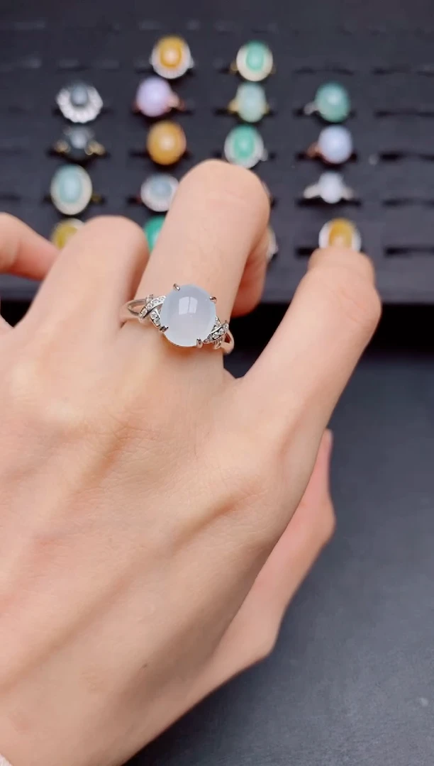 银S925镶嵌戒指翡翠1