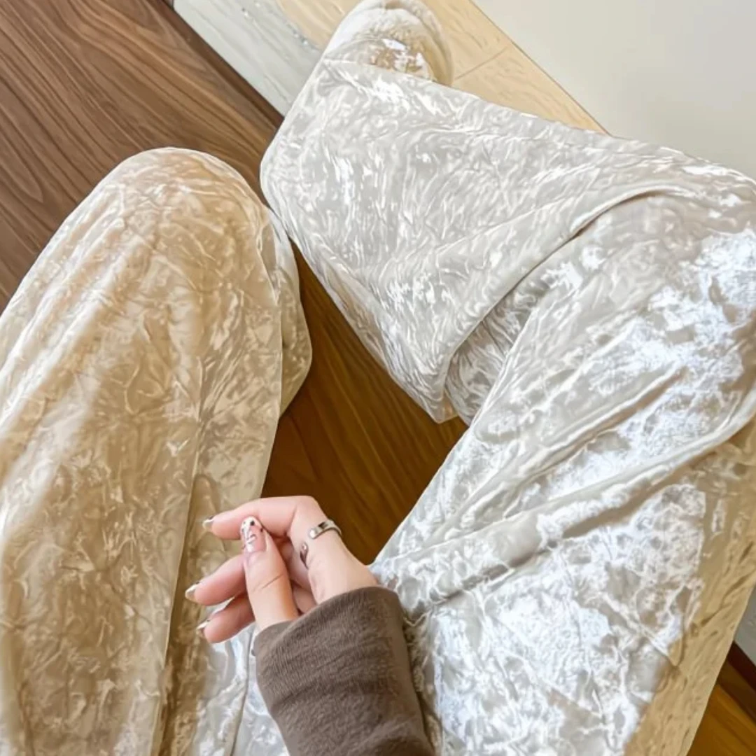 集合链接1加绒弯刀裤休闲百搭厚款秋冬阔腿裤