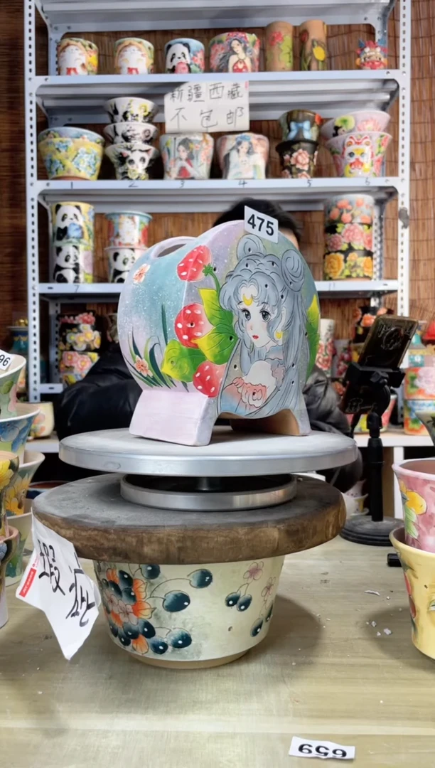 【闪购商品】摆件475陶花岛多肉陶瓷花盆罐——微瑕