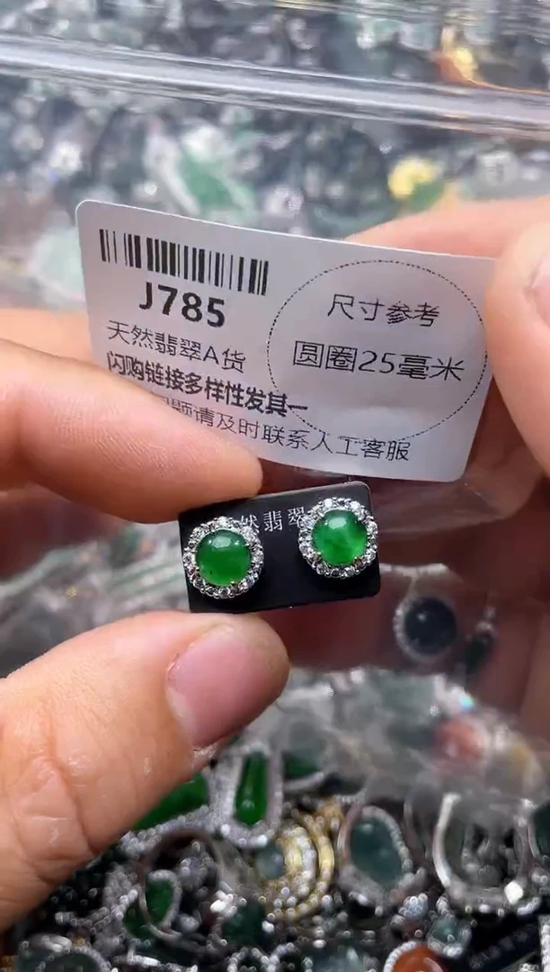 【闪购商品】翡翠颈饰未镶嵌J785耳钉