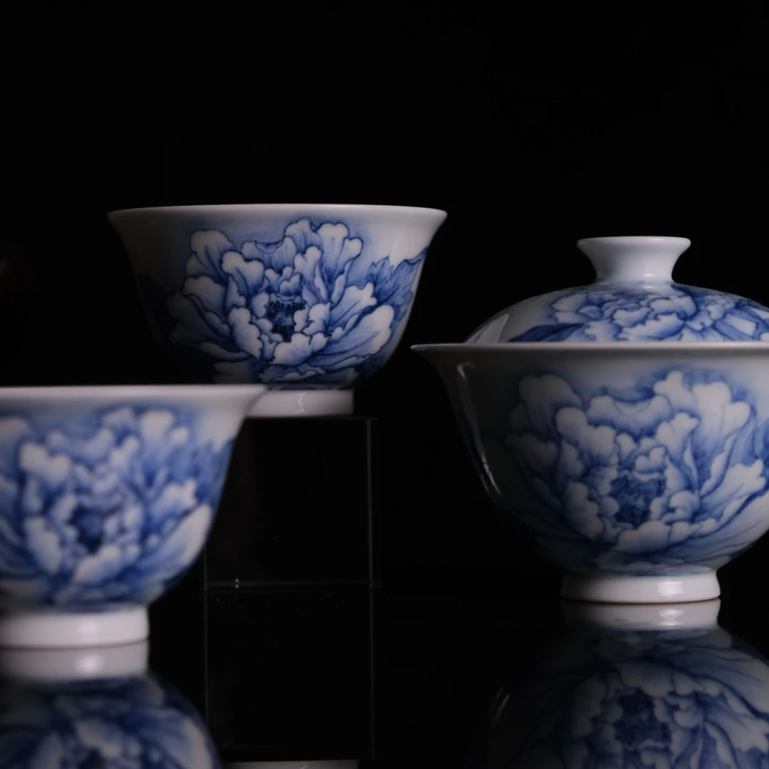 【器度甄选】昀溪山房 青花牡丹花系列茶具