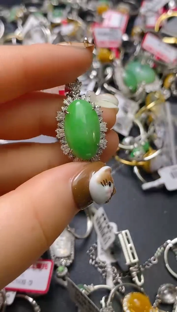 银S925镶嵌戒指翡翠百内无证书