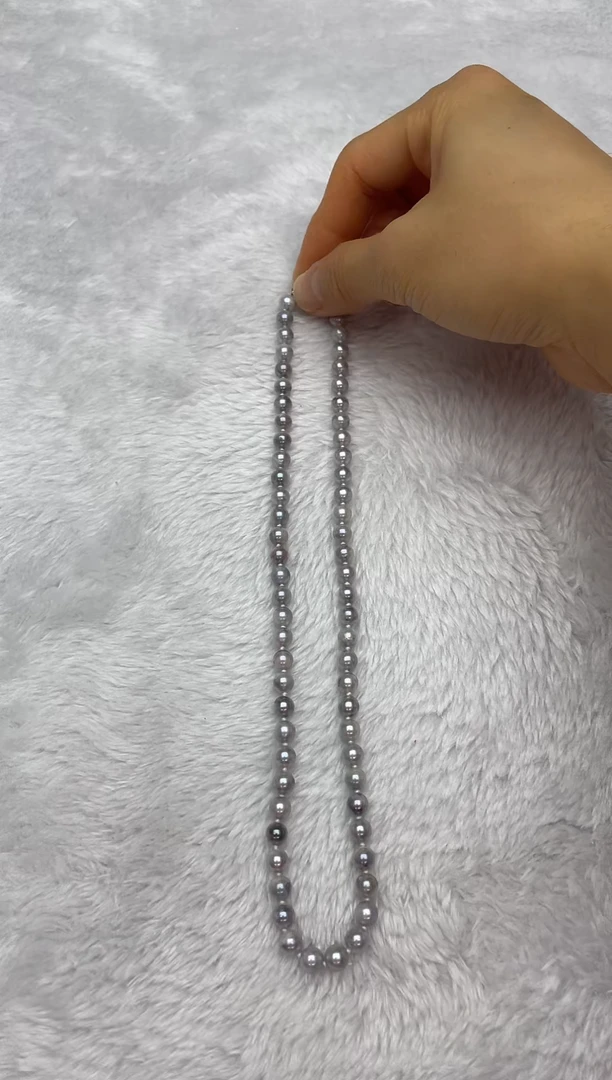 项链银S925镶嵌海水珍珠AK真多麻6-6.5mm