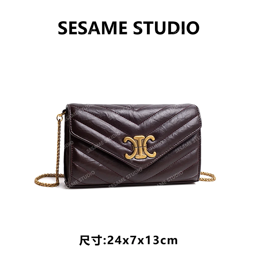 【芝麻集】QYX-98098-巧克力RAIN.CUN休闲时尚百搭腋下女包