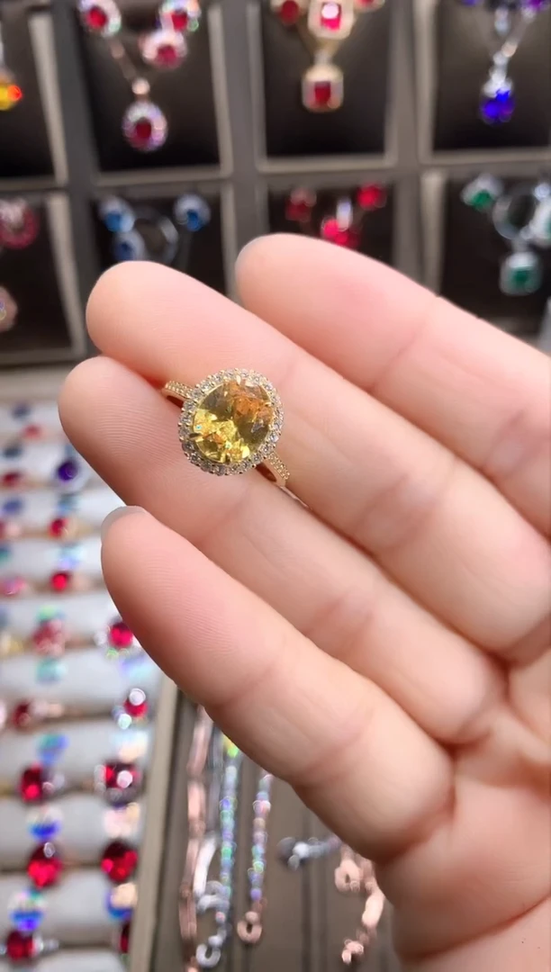 【闪购商品】水晶戒指银S925镶嵌金色