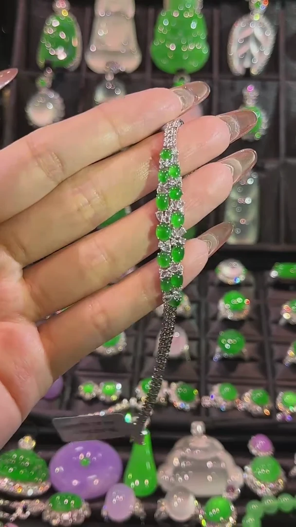 18K金镶嵌手链翡翠手串