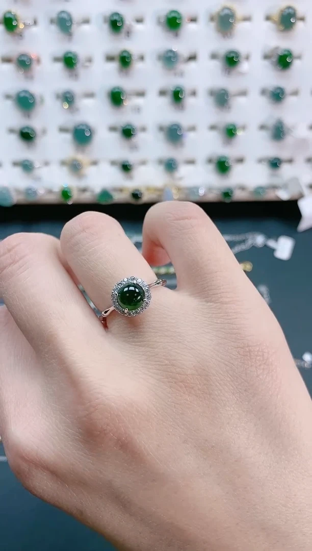 【闪购商品】翡翠戒指银S925镶嵌天然翡翠