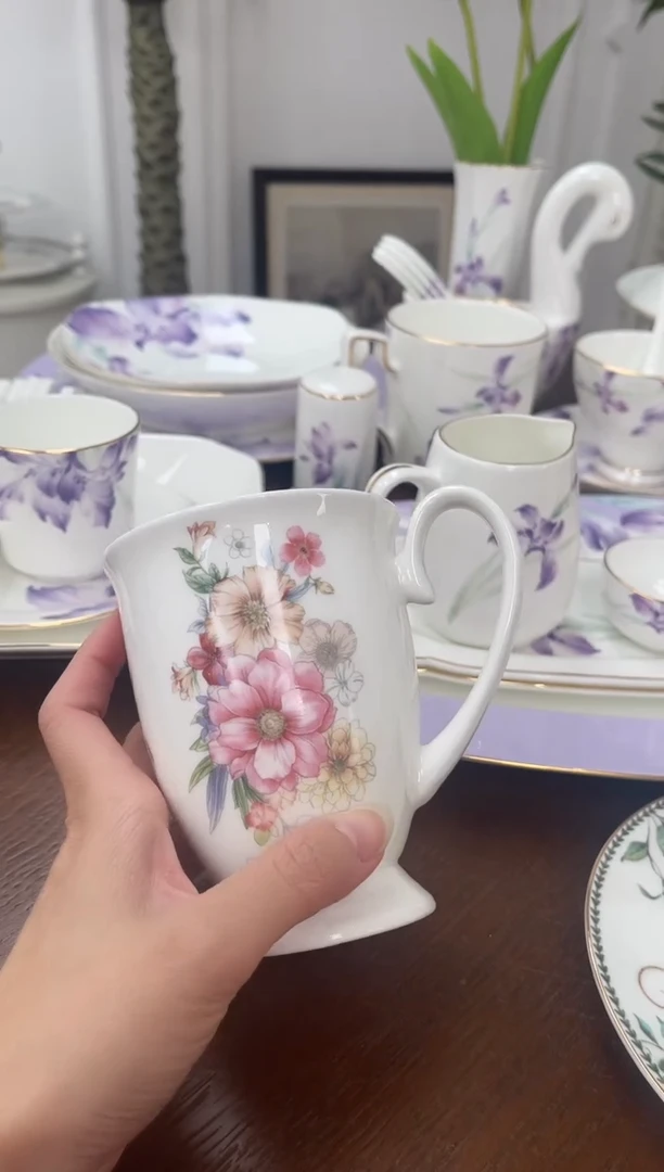 盘花高骨骨瓷马克杯