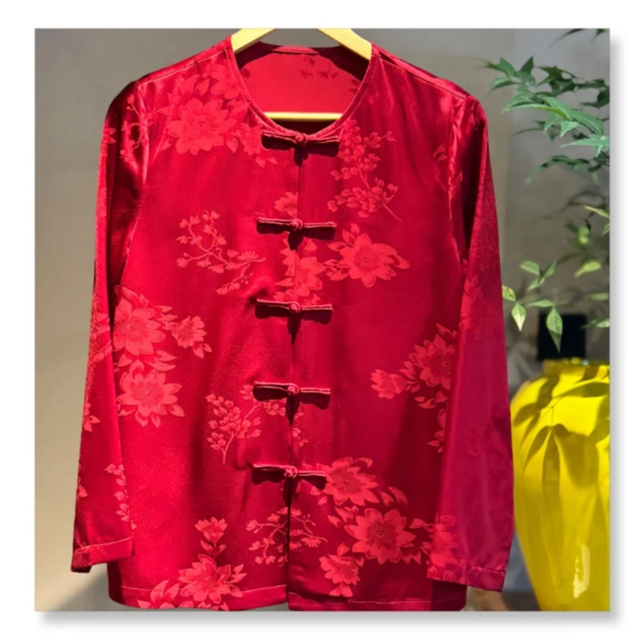 长安 芳华设计新中式复古醋酸上衣国风醋酸提花上衣FH-B033