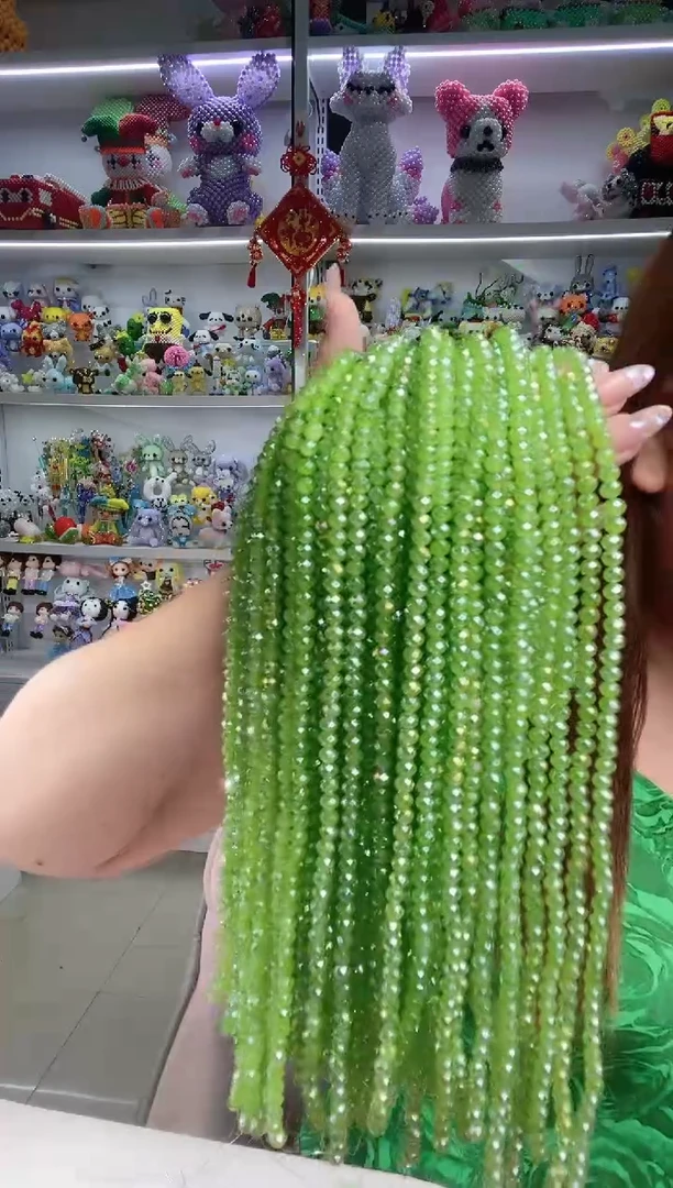 玻璃1433卡6水晶玉料10条翡翠绿玉