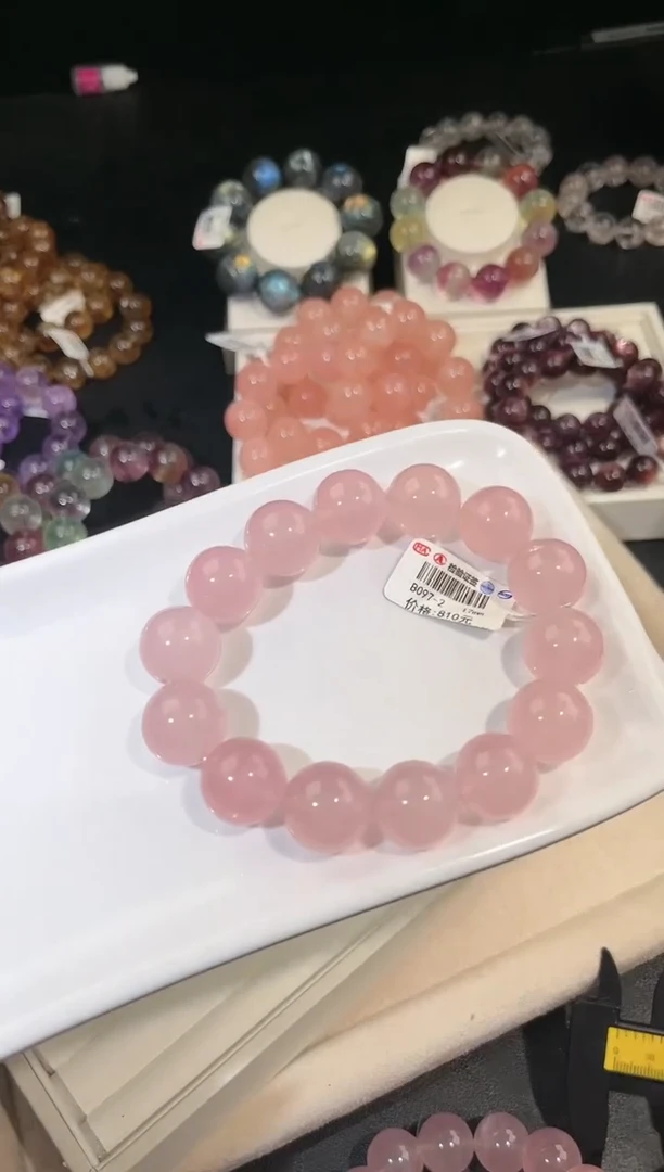 水晶手链未镶嵌多样性发一Q19粉泡泡18mm