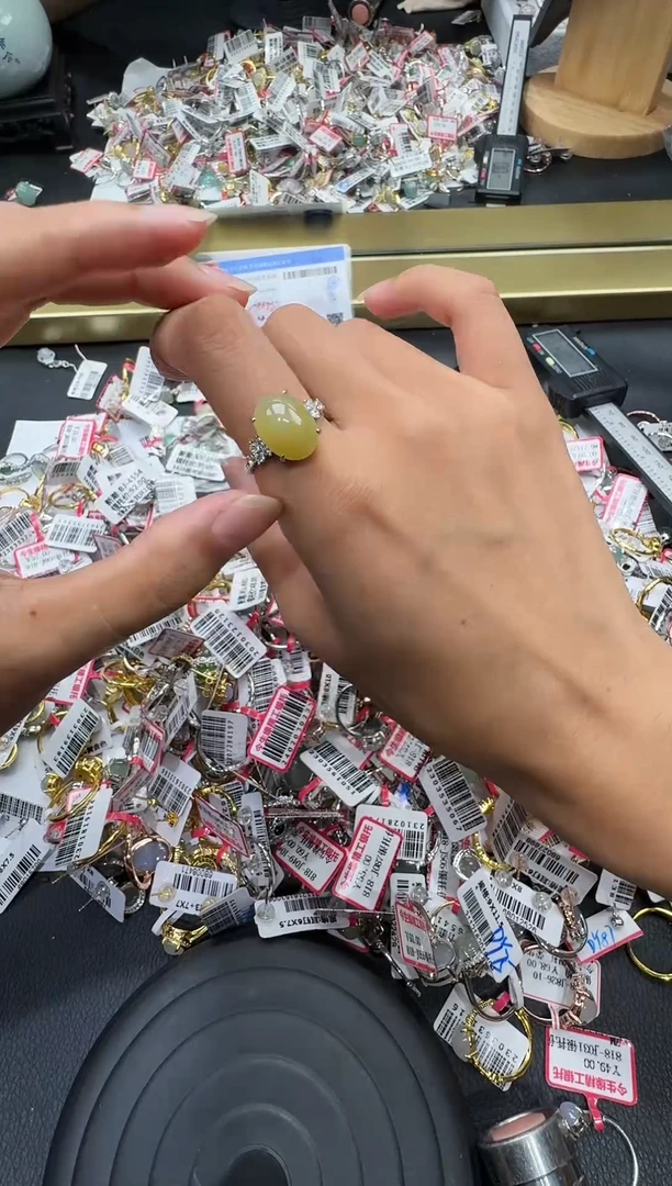 翡翠戒指银S925镶嵌戒指472