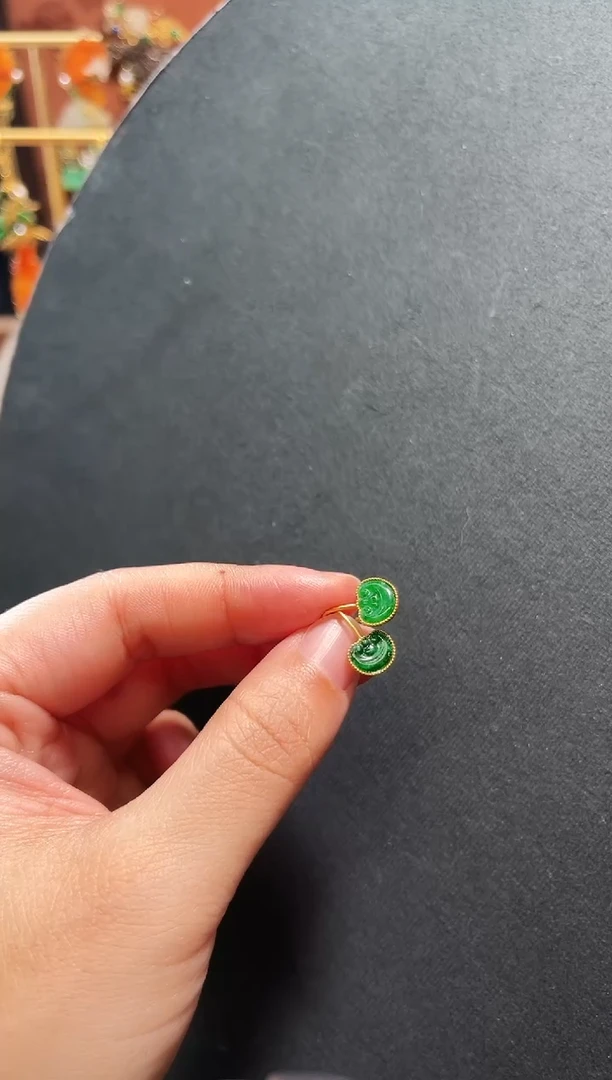 【闪购商品】翡翠耳饰18K金镶嵌支持48小时鉴赏