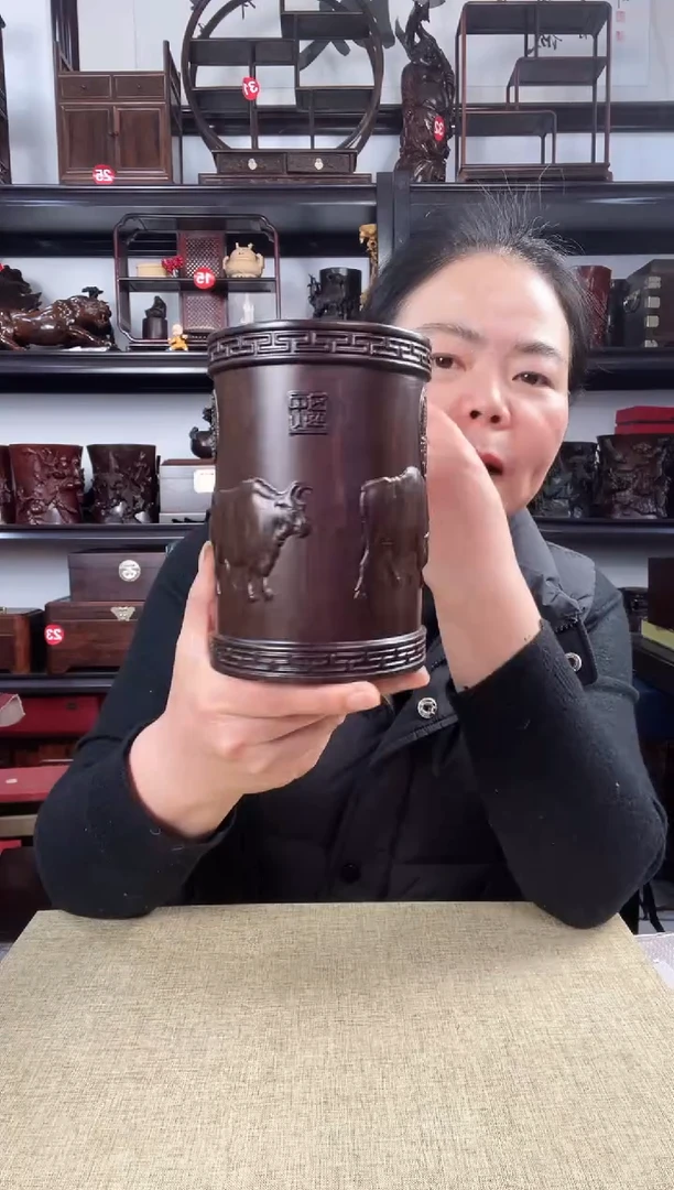 木大牛笔筒老李红木工艺品