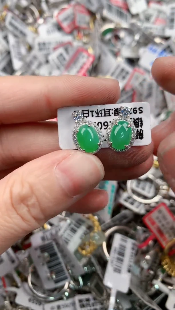 银S925镶嵌戒指翡翠12        1
