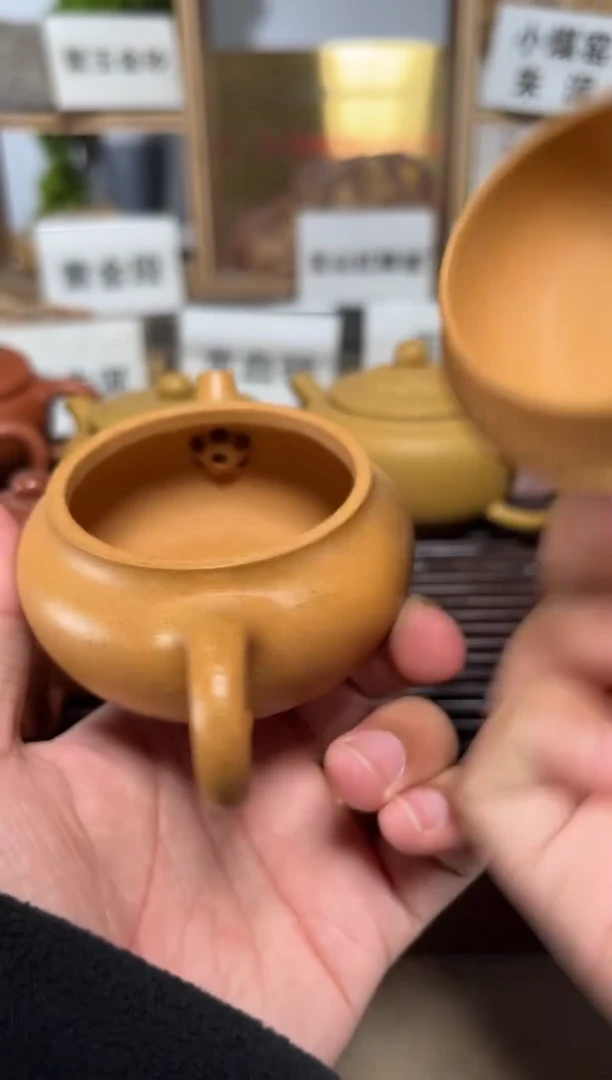茶壶紫砂微瑕黄金段矮柿园