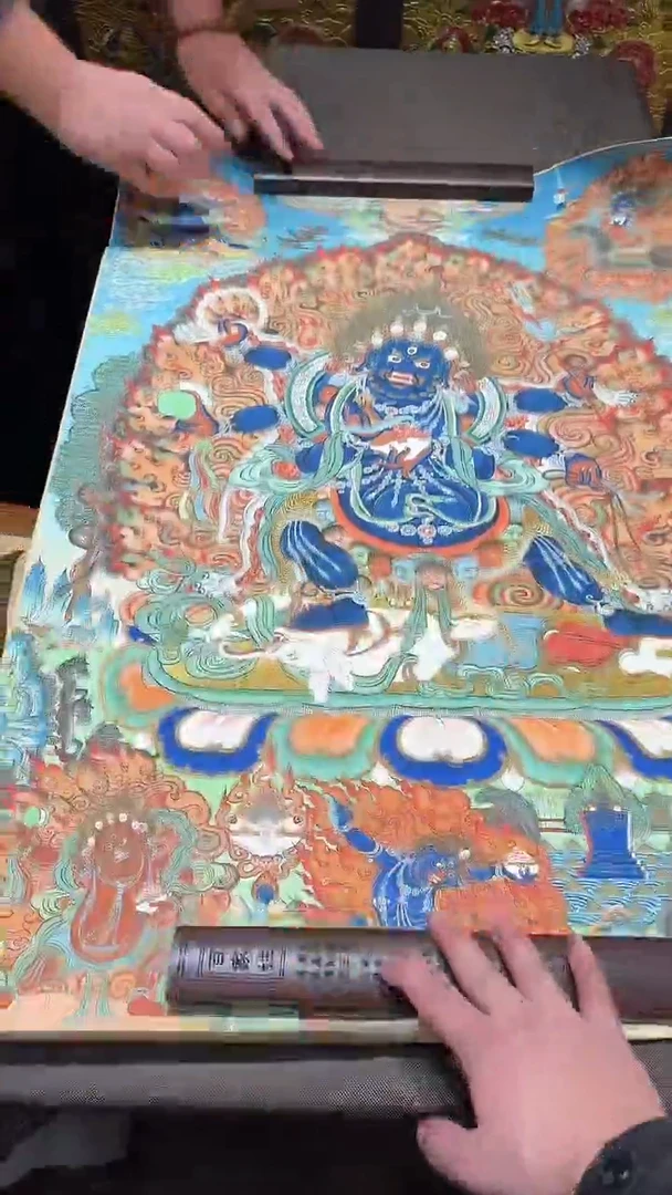 卷轴画【主播精品】高端卷轴画——唐卡AA17六臂玛哈护法