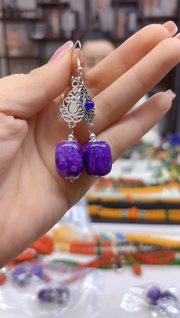 【闪购商品】苏纪石（舒俱来）耳坠银S925镶嵌E56