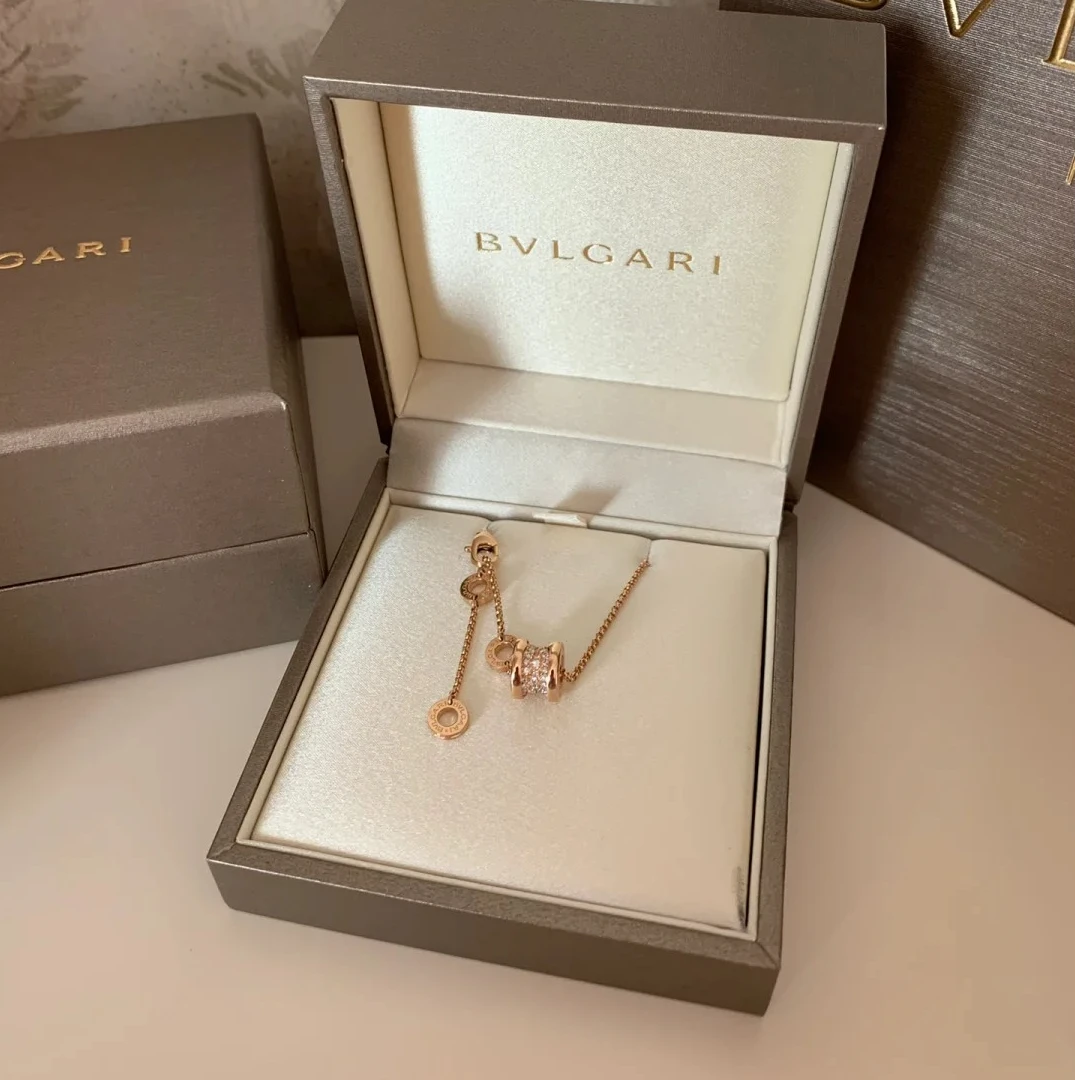 99新 BVLGARI/宝格丽 珊珊专属 小蛮腰项链 满钻  玫瑰金