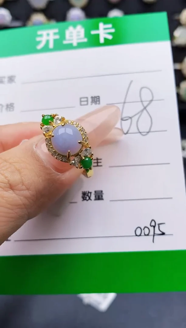 翡翠戒指银S925镶嵌0095