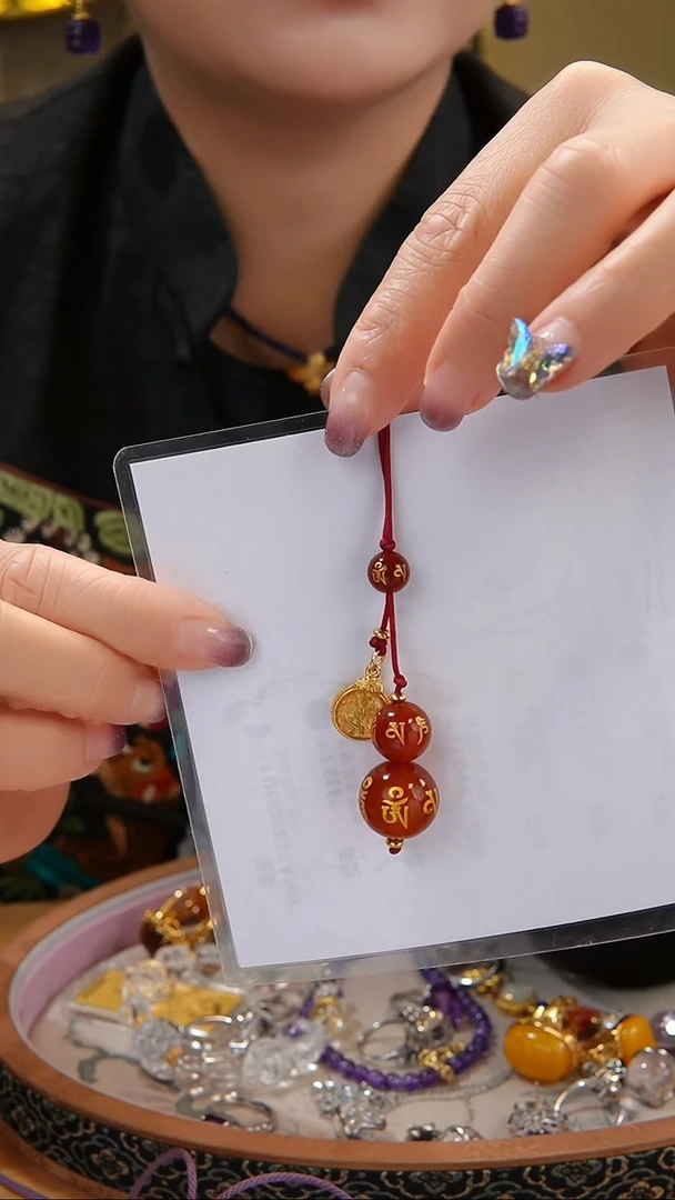 【闪购商品】玛瑙/玉髓套链合金红色小福禄