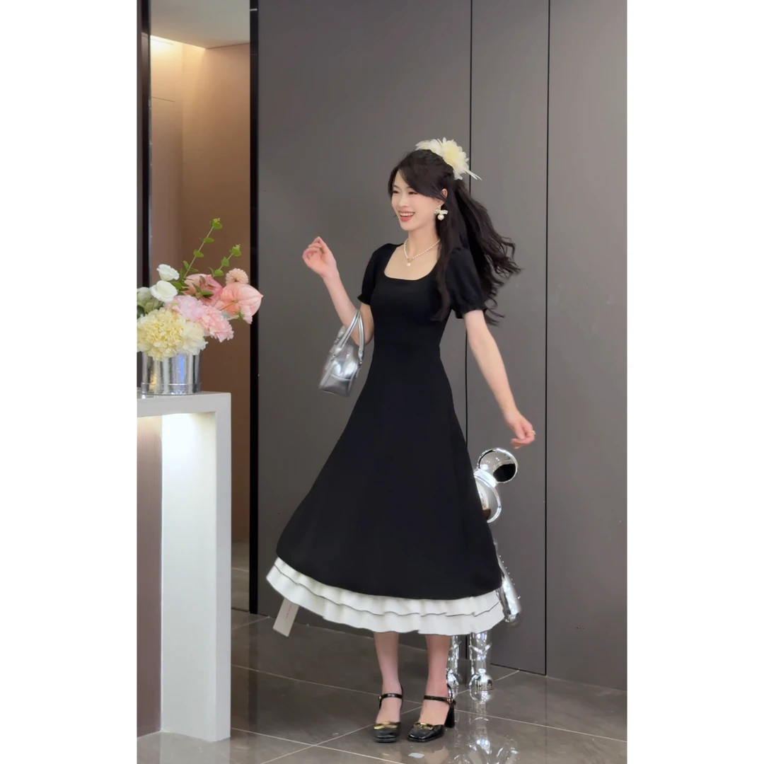 【水冰月】小黑裙夏季法式设计时尚连衣裙预CDP4LYQ361B