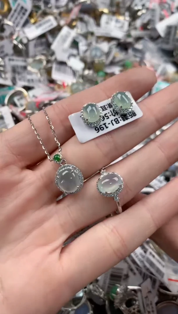 银S925镶嵌戒指翡翠12-12-12   1