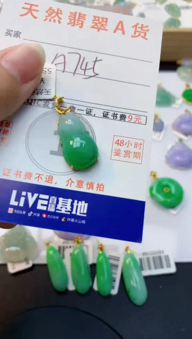 颈饰18K金镶嵌翡翠天然缅甸A货翡翠