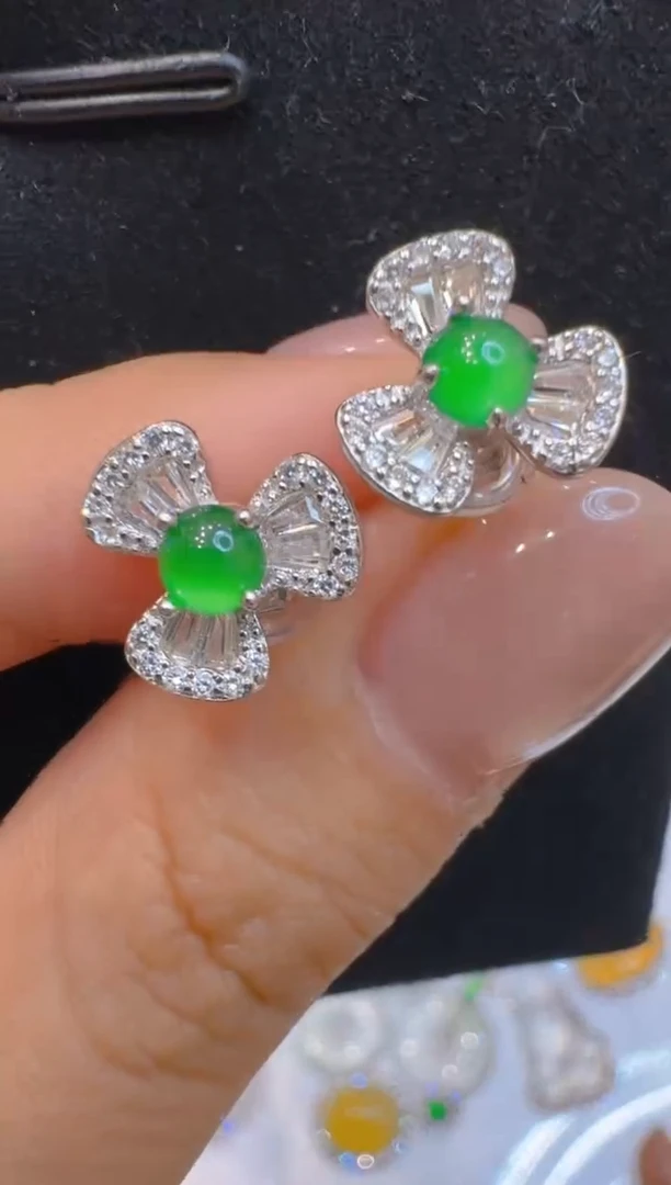 银S925镶嵌翡翠耳饰多样性团购发一件