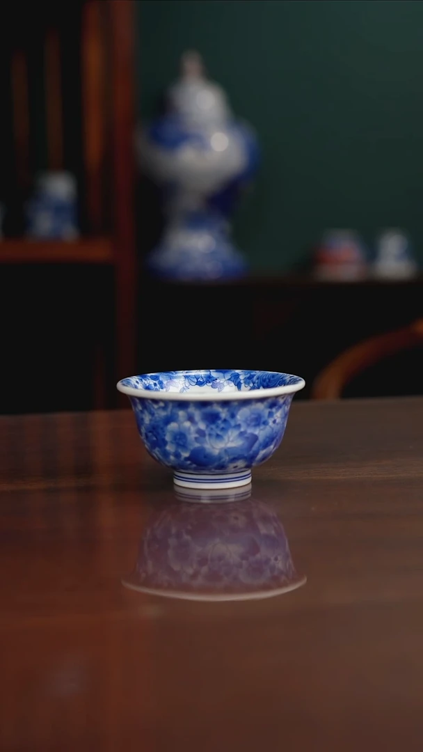 晓月柴窑 万花压手杯
