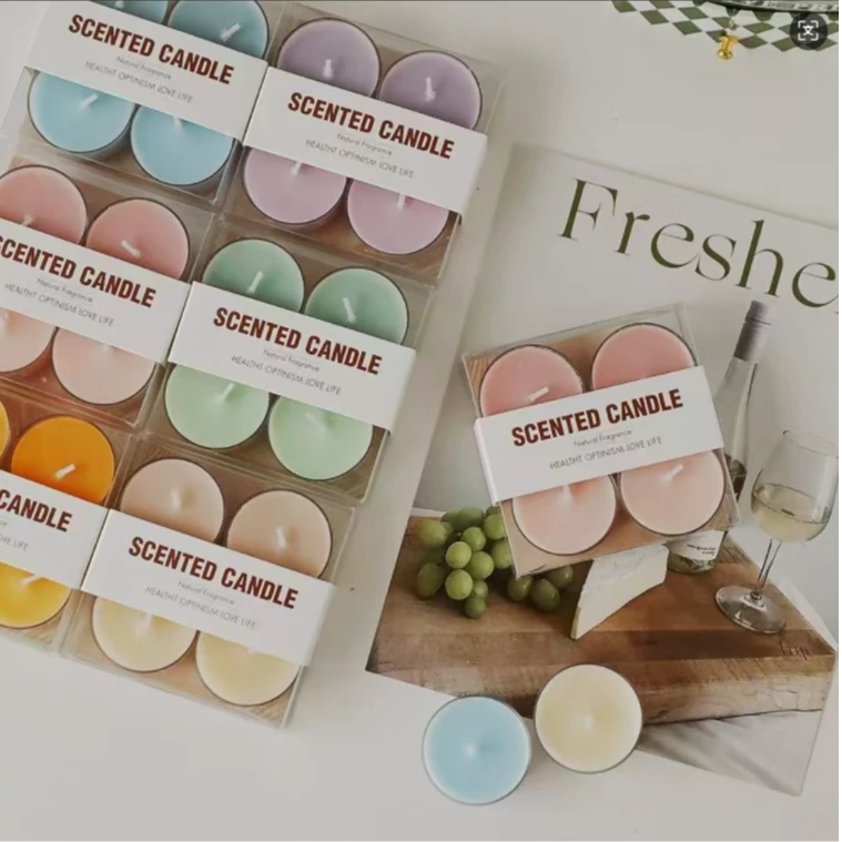 四个装圆形茶蜡 5色组合装