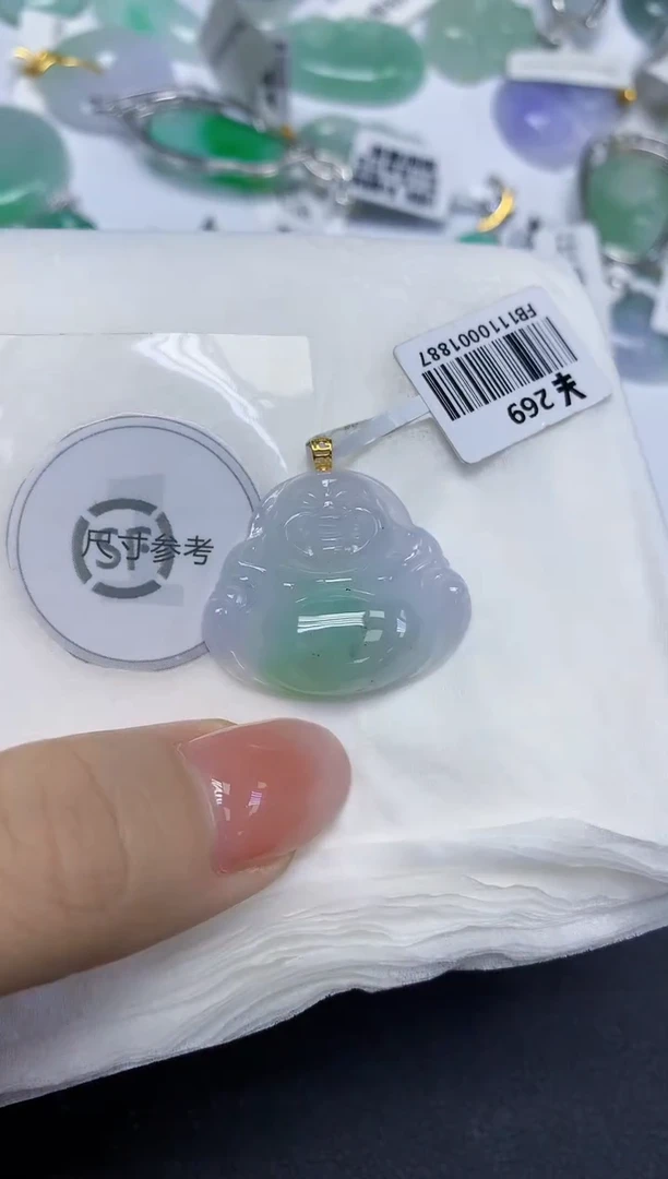 颈饰18K金镶嵌翡翠天然缅甸翡翠A货多样性发一件