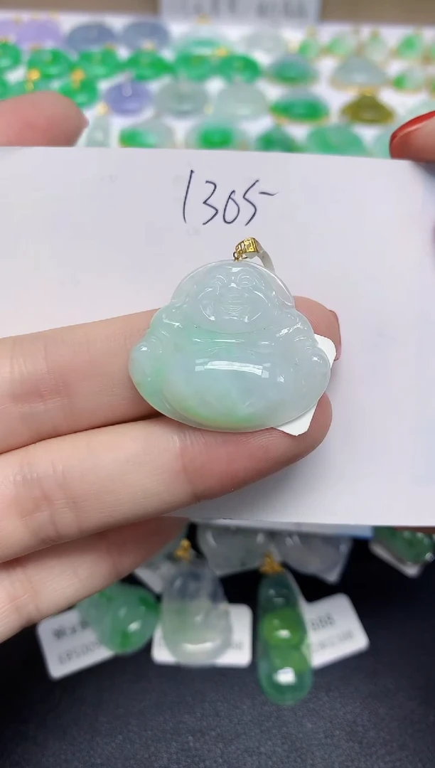 颈饰18K金镶嵌翡翠天然缅甸翡翠A货翡翠百元以上9元证书费自理