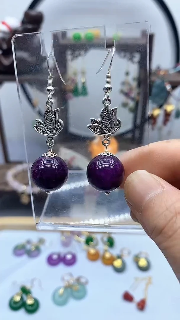 苏纪石（舒俱来）银S925镶嵌耳饰178