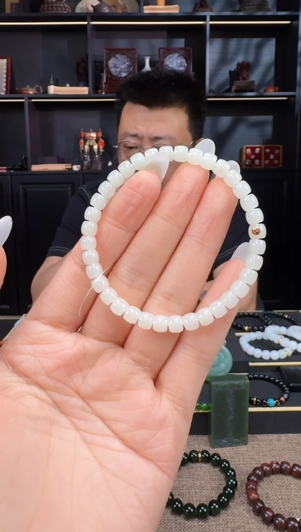 和田玉未镶嵌颈饰6mm米达极致手串