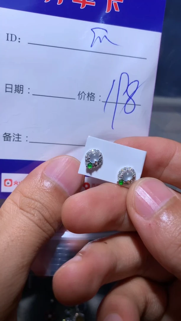翡翠银S925镶嵌耳饰 BL国际物流