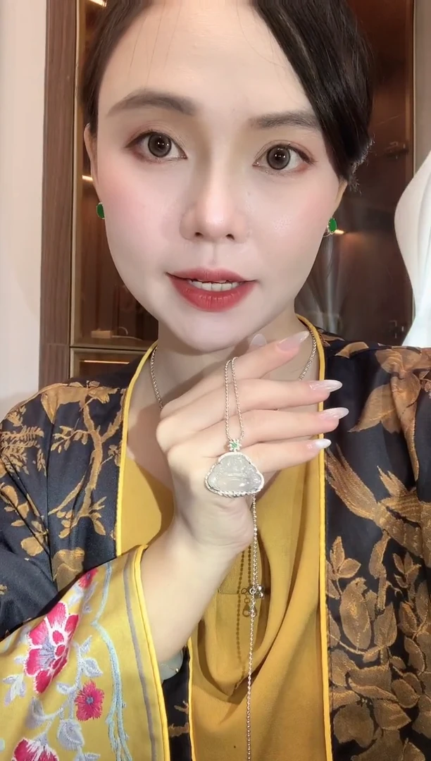 翡翠18K金镶嵌吊坠(不含链)A9