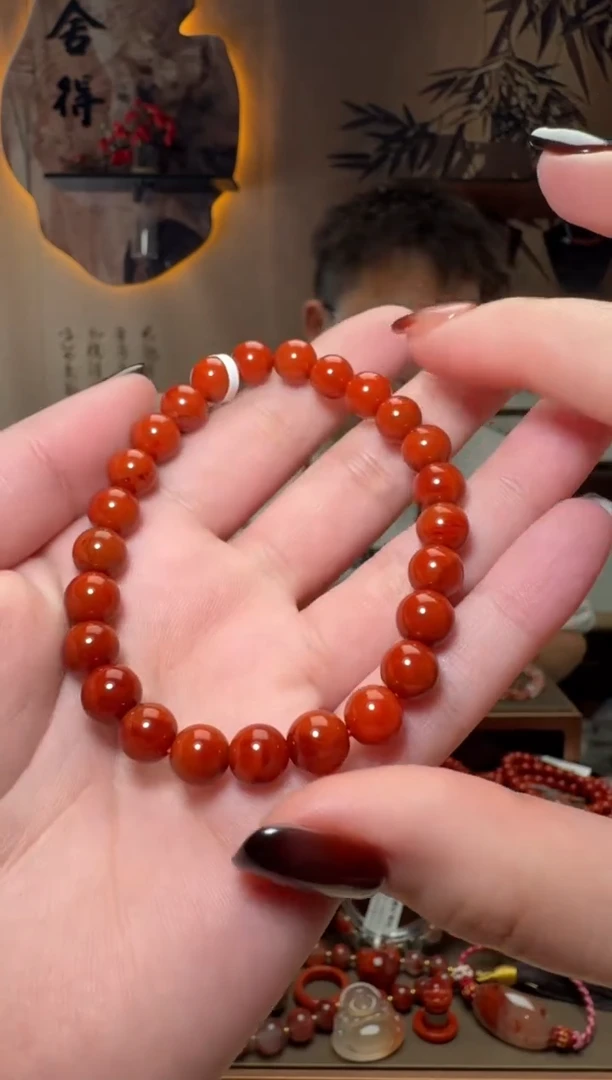 未镶嵌原矿无优化无注胶手串南红玛瑙一条7.5mm+