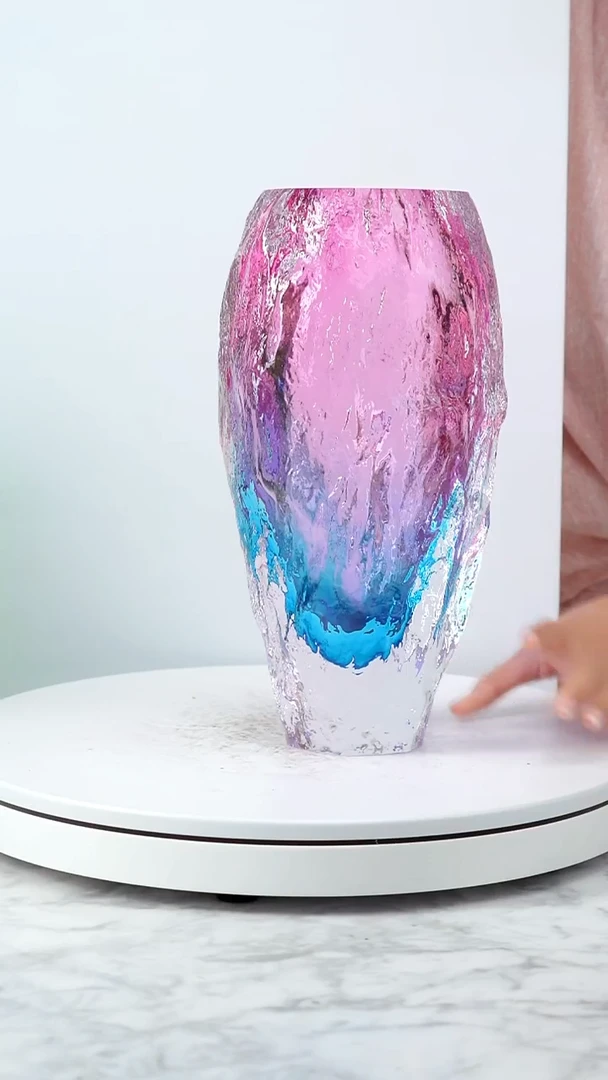 琉璃金红蓝肌理纹花瓶