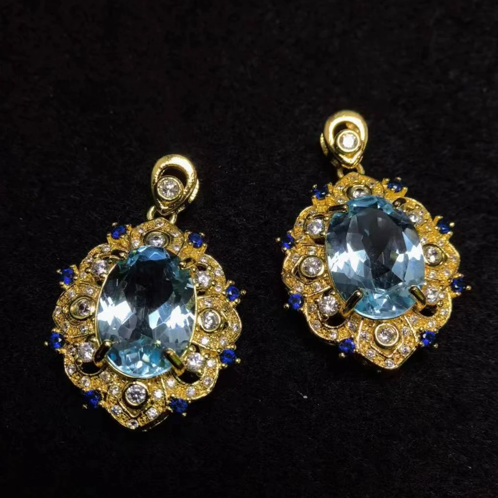 CT3180璀璨星光蓝托帕石吊坠-配麻花链-多样性发货只发一件