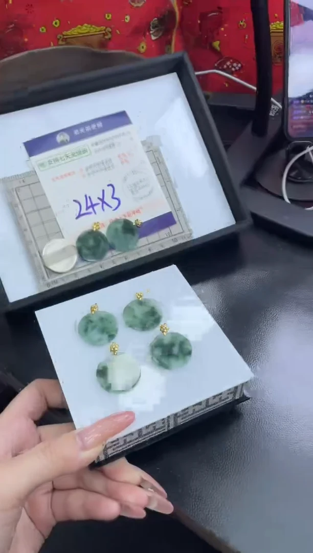 【闪购商品】翡翠挂件银S925镶嵌无事牌FL5配绳/多样性发其一CP