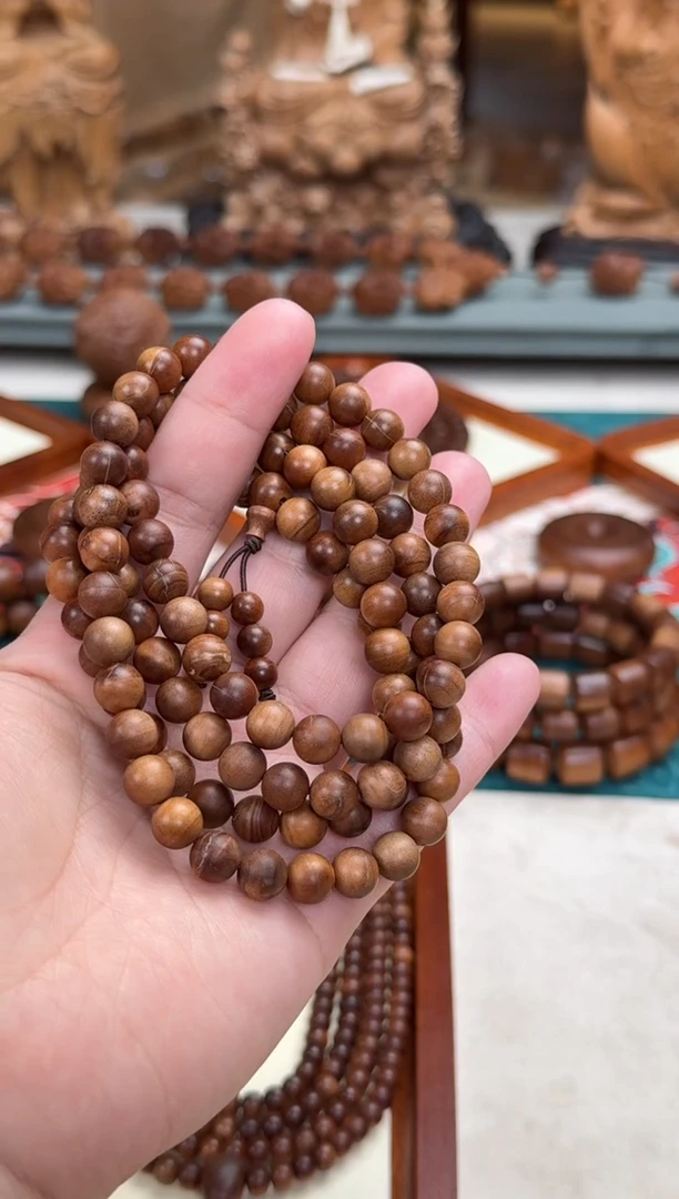 檀香木手串/手链瑕疵0.8横纹108颗百年七号 印度老山檀香