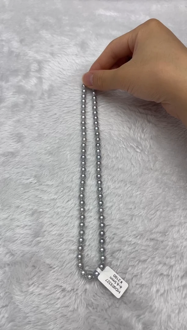 项链银S925镶嵌海水珍珠AK真多麻6-6.5mm