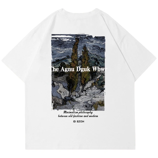 特大码300斤美式街头油画印花重磅短袖T恤男夏季潮牌复古宽松纯棉