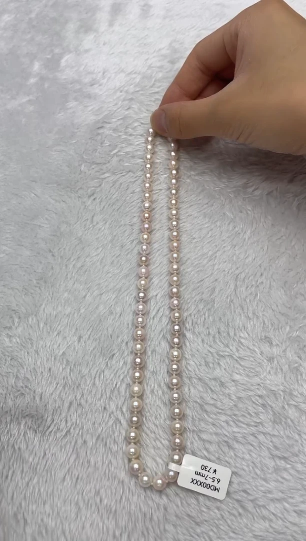 海水珍珠银S925镶嵌项链AK糖果6.5-7mm