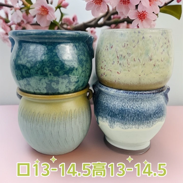 5004双耳花边组合单头桃蛋法师老桩多肉植物花盆粗陶绿植欧式