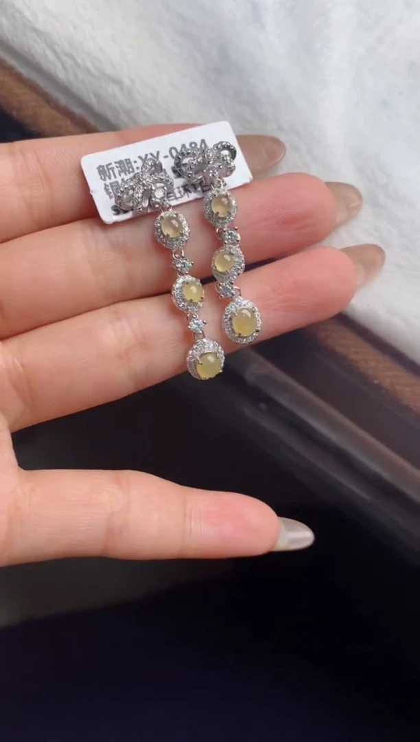 银S925镶嵌戒指翡翠天然A货翡翠